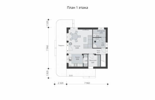 Одноэтажный жилой дом с мансардой